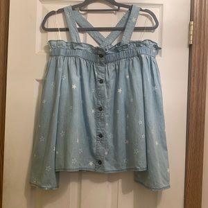 Star long sleeve top with crisscross straps